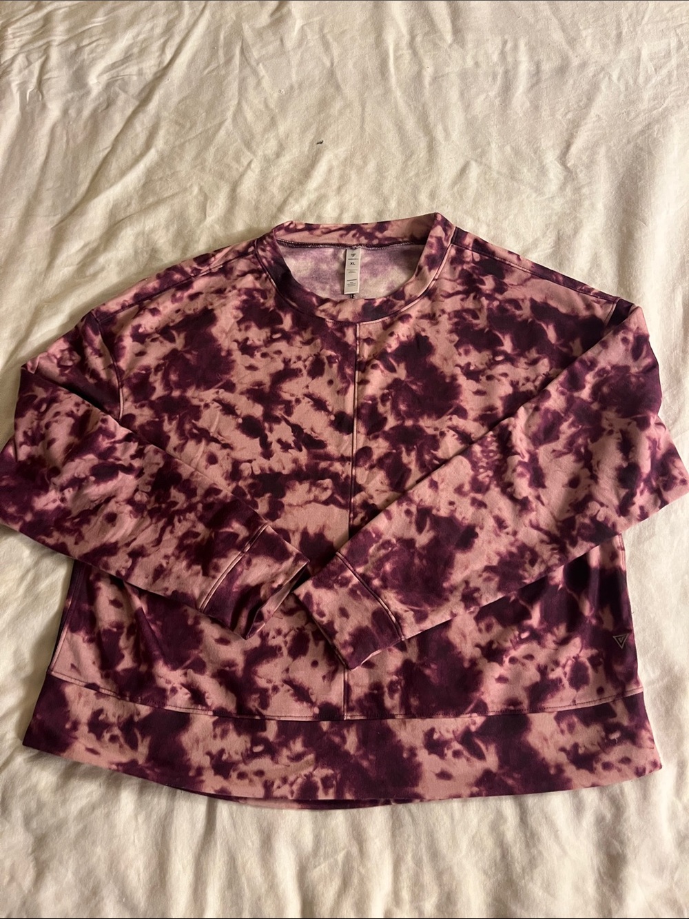 Women's Tie-Dye Crewneck YogaSmoga Pullover Sweatshirt - Pink & Plum Sz XL